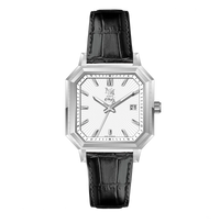 MM25-08 BLANC GLACIAL CUIR VEAU NOIR - MONTRE AUTOMATIQUE