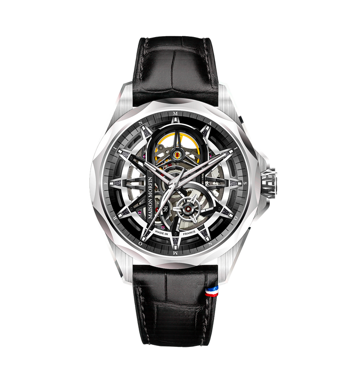 Triomphe
Cuir alligator rembordé noir made in Geneva