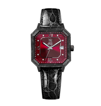 BLACK ITALIAN CROCODILE LEATHER CARBON MALACHITE - AUTOMATIC WATCH
