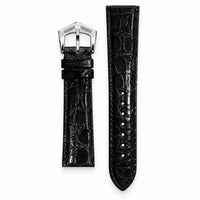 BRACELET EN CUIR DE CROCODILE NOIR ITALIEN BRILLANT