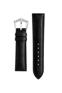 MATTE CALFSKIN BRACELET - CROCODILE EMBOSSING - BLACK HANDMADE IN ITALY