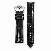 BRACELET EN CUIR DE VEAU MAT - EMBOSSAGE CROCODILE - NOIR FAIT MAIN EN ITALIE