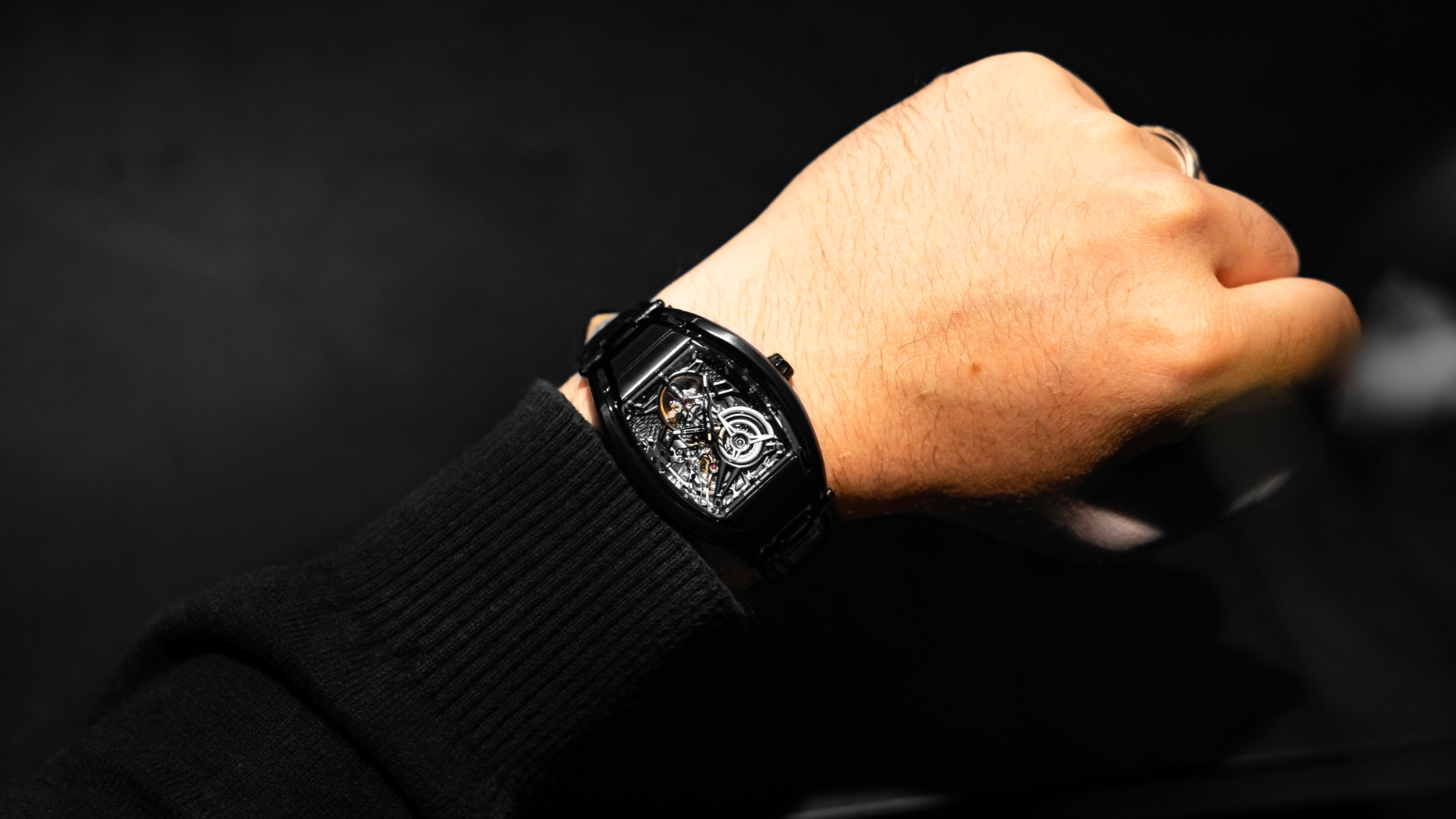 MM24-05 DEEP BLACK SQUELETTE CUIR CROCODILE
