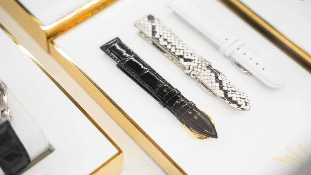 Bracelet de montre de luxe - cuir embossé noir - Maison Jean Rousseau Bracelet de montre de luxe - cuir embossé noir - Maison Jean Rousseau