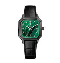 BLACK DLC STEEL MALACHITE MATTE BLACK SWISS ALLIGATOR LEATHER - AUTOMATIC WATCH