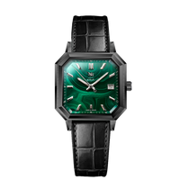MALACHITE ACIER DLC NOIR CUIR ALLIGATOR SUISSE NOIR MAT- MONTRE AUTOMATIQUE