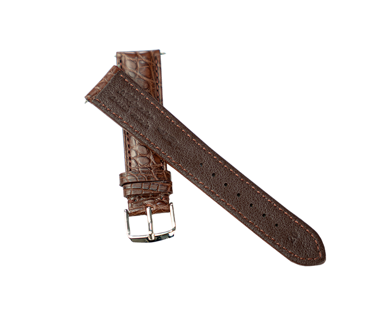 Bracelet montre en cuir d'Alligator Véritable - Marron