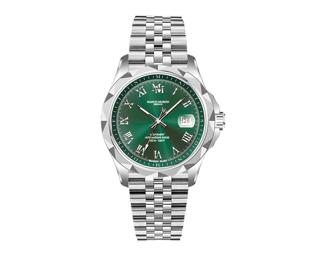 Montre Automatique - MM24-04 Argenté - Cadran Vert Emeraude