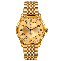 MONTRE MÉCANIQUE MM24-07 DORÉ - BRACELET ACIER 316L Mailles fines
