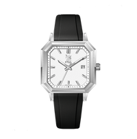 MM25-08 BLANC GLACIAL CAOUTCHOUC FKM NOIR - MONTRE AUTOMATIQUE