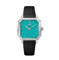MM25-08 BLEU TURQUOISE CAOUTCHOUC FKM NOIR - MONTRE AUTOMATIQUE