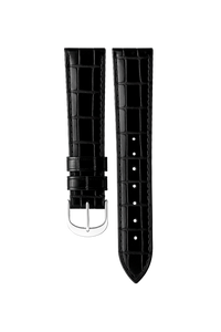 BRACELET EN CUIR D'ALLIGATOR NOIR ITALIEN BRILLANT