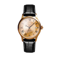 MONTRE MÉCANIQUE MM24-07 DORÉ - BRACELET CUIR VEAU EMBOSSÉ ALLIGATOR