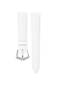 BRACELET EN CUIR DE CROCODILE BLANC 20MM ITALIEN BRILLANT