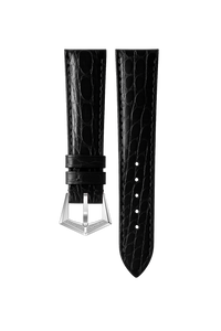 BRACELET EN CUIR DE CROCODILE NOIR ITALIEN BRILLANT
