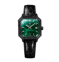MALACHITE CARBONE CUIR CROCODILE ITALIEN NOIR - MONTRE AUTOMATIQUE