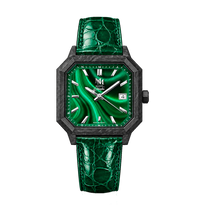 MALACHITE CARBON LEATHER ITALIAN CROCODILE GREEN - AUTOMATIC WATCH