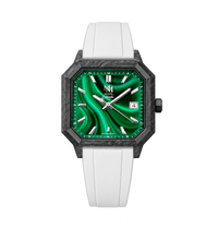 MALACHITE CARBONE CAOUTCHOUC FKM BLANC - MONTRE AUTOMATIQUE