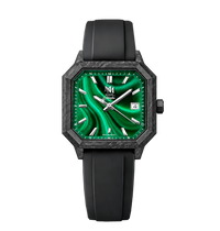 BLACK FKM RUBBER CARBON MALACHITE - AUTOMATIC WATCH