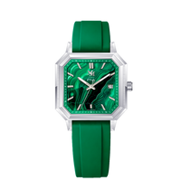 SILVER MALACHITE GREEN FKM RUBBER - AUTOMATIC WATCH