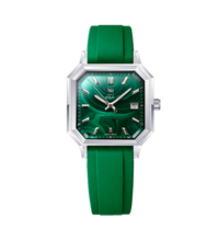MALACHITE ARGENTÉ CAOUTCHOUC FKM VERT - MONTRE AUTOMATIQUE