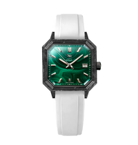 MALACHITE CARBONE CAOUTCHOUC FKM BLANC - MONTRE AUTOMATIQUE