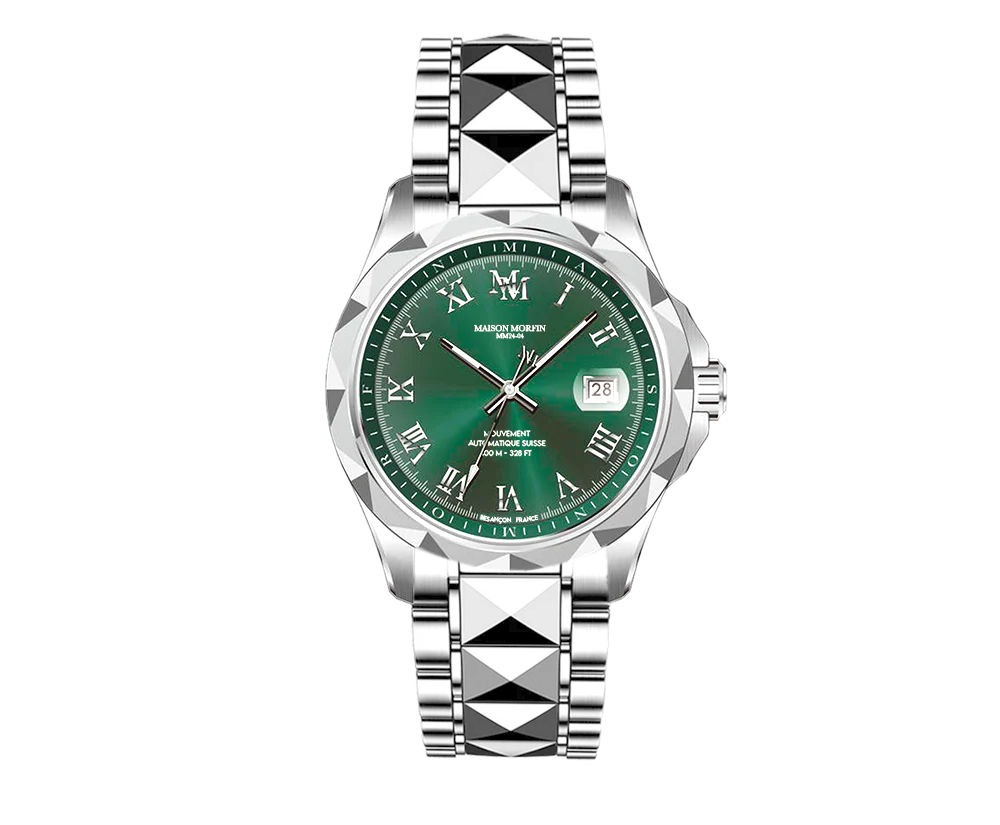 Montre Automatique - MM24-04 Argenté - Cadran Vert Emeraude Clou de Paris