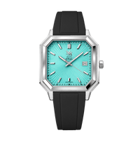 MM25-08 BLEU TURQUOISE CAOUTCHOUC FKM NOIR - MONTRE AUTOMATIQUE