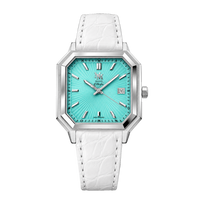 MM25-08 BLEU TURQUOISE CUIR CROCODILE ITALIEN BLANC - MONTRE AUTOMATIQUE