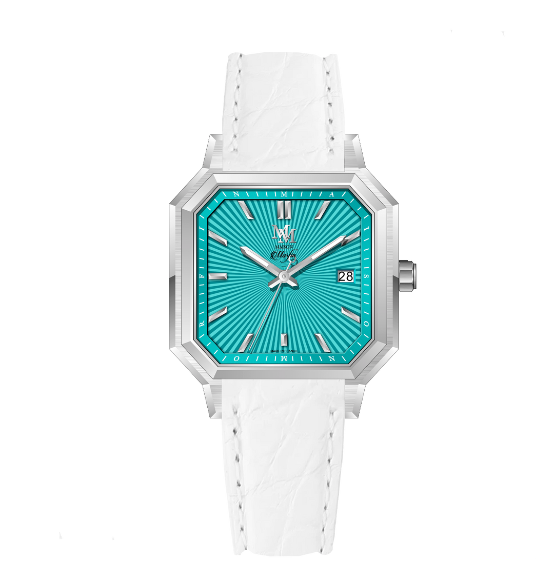 MM25-08 Bleu Cuir blanc