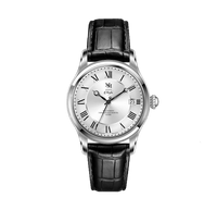 MONTRE MÉCANIQUE MM25-07 ARGENTÉ - BRACELET CUIR VEAU EMBOSSÉ ALLIGATOR ITALIEN