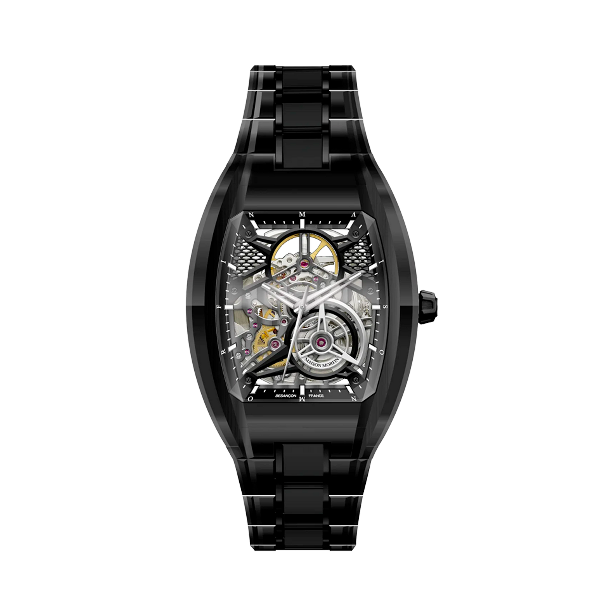 アイアンプレート／メゾンドファミーユ　maison de famille MM24-05 DEEP BLACK SKELETON AUTOMATIC TONNEAU WATCH – Maison Morfin