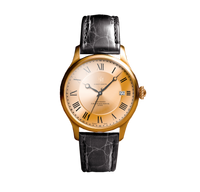 MONTRE MÉCANIQUE MM24-07 DORÉ - BRACELET CUIR CROCODILE SUISSE REMBORDÉ