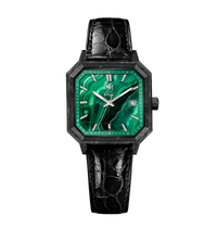 BLACK ITALIAN CROCODILE LEATHER CARBON MALACHITE - AUTOMATIC WATCH