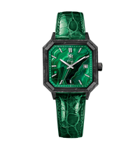 MALACHITE CARBON LEATHER ITALIAN CROCODILE GREEN - AUTOMATIC WATCH