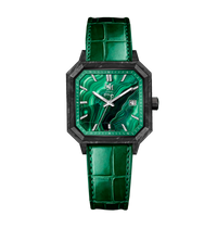 SWISS GREEN ALLIGATOR LEATHER CARBON MALACHITE - AUTOMATIC WATCH