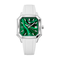 MALACHITE ARGENTÉ CAOUTCHOUC FKM BLANC - MONTRE AUTOMATIQUE