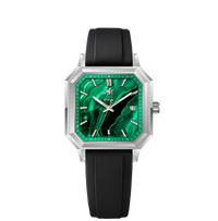 SILVER MALACHITE BLACK FKM RUBBER - AUTOMATIC WATCH