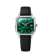 MALACHITE ARGENTÉ CAOUTCHOUC FKM NOIR- MONTRE AUTOMATIQUE