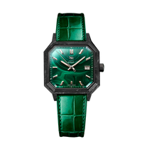 MALACHITE CARBONE CUIR ALLIGATOR SUISSE VERT - MONTRE AUTOMATIQUE