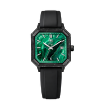 BLACK FKM RUBBER CARBON MALACHITE - AUTOMATIC WATCH