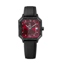 BLACK ITALIAN CROCODILE LEATHER CARBON MALACHITE - AUTOMATIC WATCH