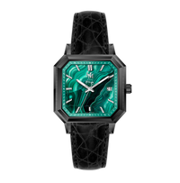 BLACK DLC STEEL MALACHITE BLACK ITALIAN CROCODILE LEATHER - AUTOMATIC WATCH