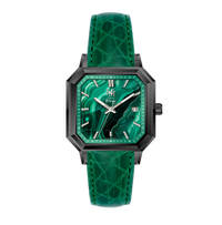 MALACHITE BLACK DLC STEEL GREEN ITALIAN CROCODILE LEATHER - AUTOMATIC WATCH