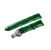 BRACELET EN CUIR DE VACHE MAT - EMBOSSAGE CROCODILE - BOUCLE DÉPLOYANTE - VERT