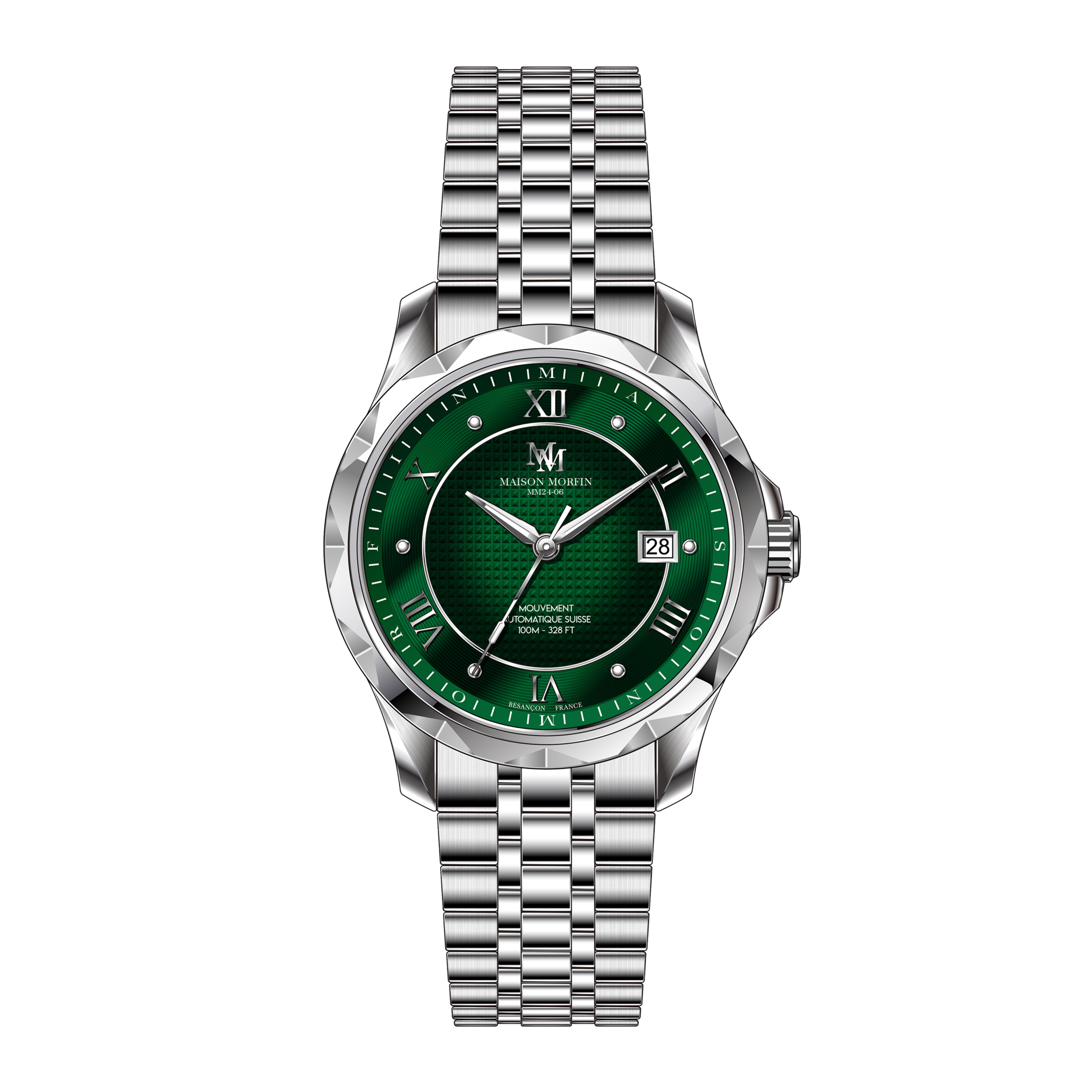 Montre Automatique - MM24-06 Argenté - Cadran Vert Emeraude